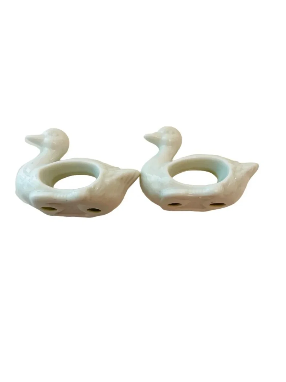 Vintage Napkin Holder Rings White Porcelain Animals Set of 4 with Box 1984